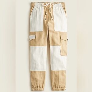 J. Crew Tie-waist linen-blend cargo pant size 6